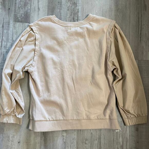 Nation LTD Matty Sweatshirt with Poplin Sleeves size Large. Almond Milk color - Picture 14 of 14
